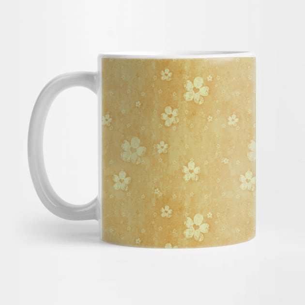 Sunny Yellow Grunge Flowers and Hearts Pattern by FabulouslyFestive